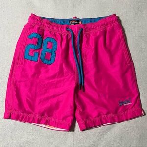 Superdry Premium Swim Shorts In Neon Pink Mens Size Small